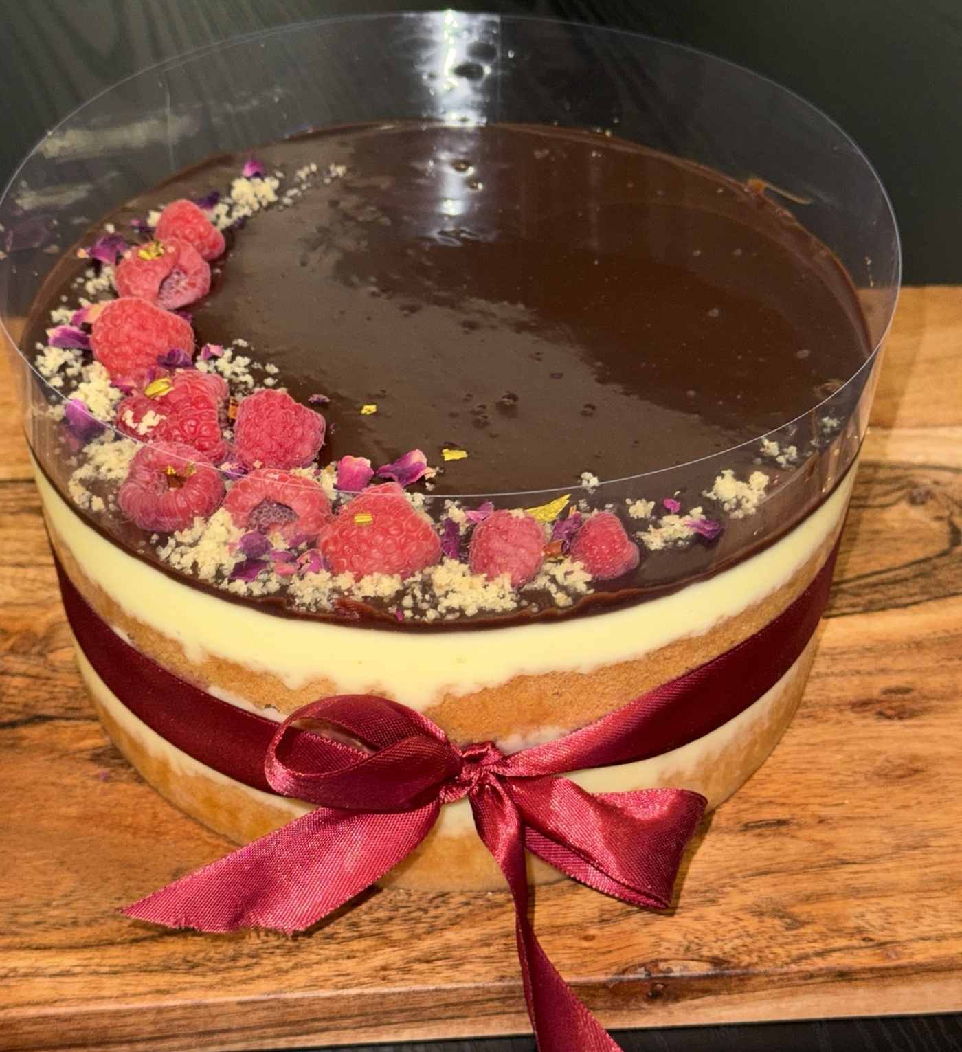 Raspberry Custard Celebration Cake